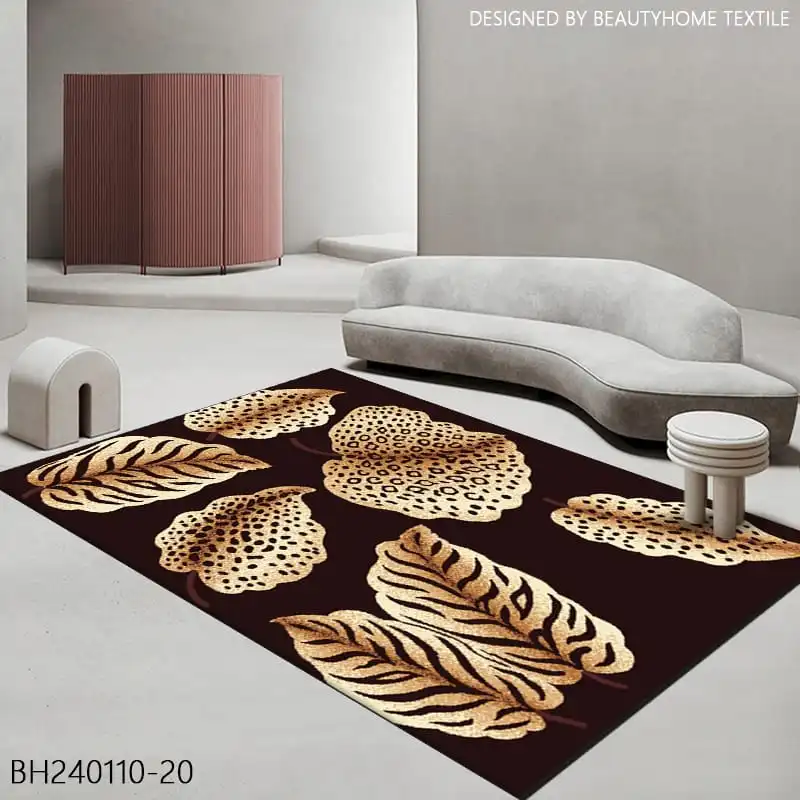 Animal Print Leaves Brown & Gold Area Rug - Buy in Kenya