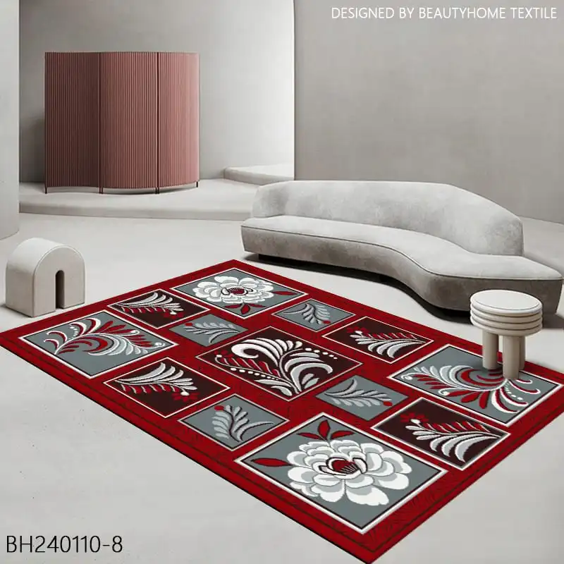 Floral Tiles Red & Grey Area Rug - Buy in Kenya