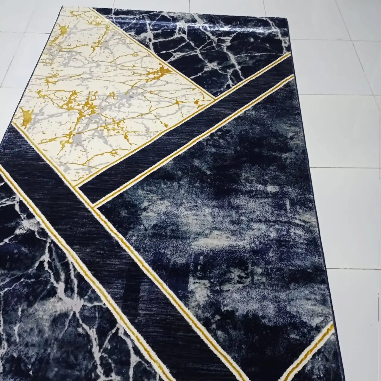 Marble Diagonal Navy & Gold Area Rug - Buy in Kenya