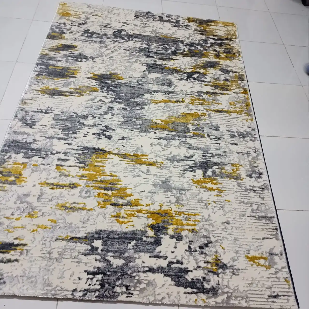 Distressed Abstract Grey & Gold Area Rug - Buy in Kenya