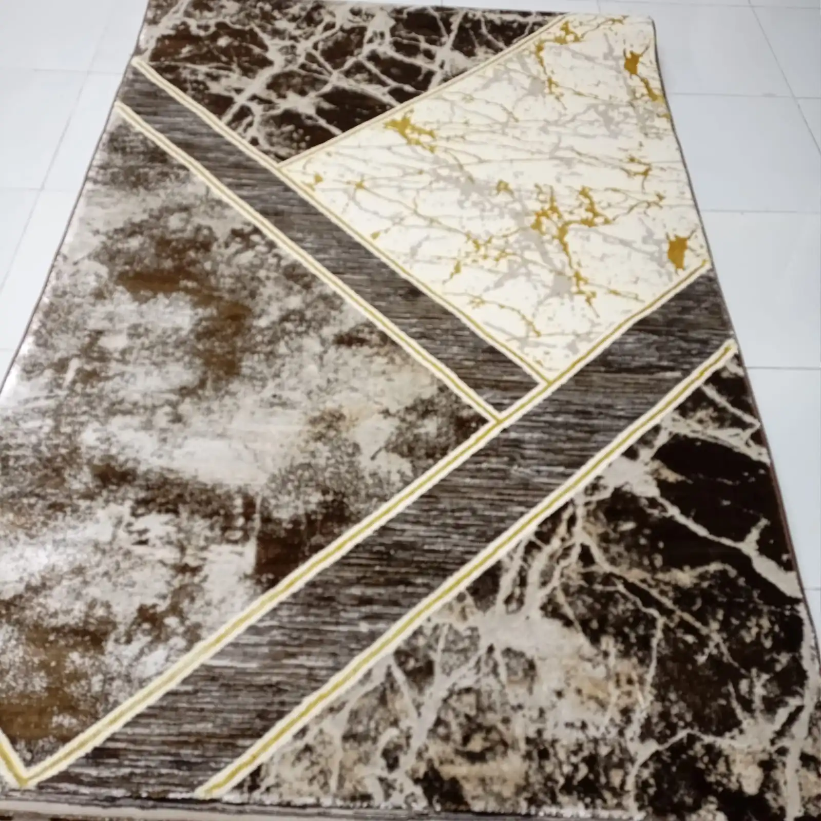 Marble Diagonal Brown & Gold Area Rug - Buy in Kenya