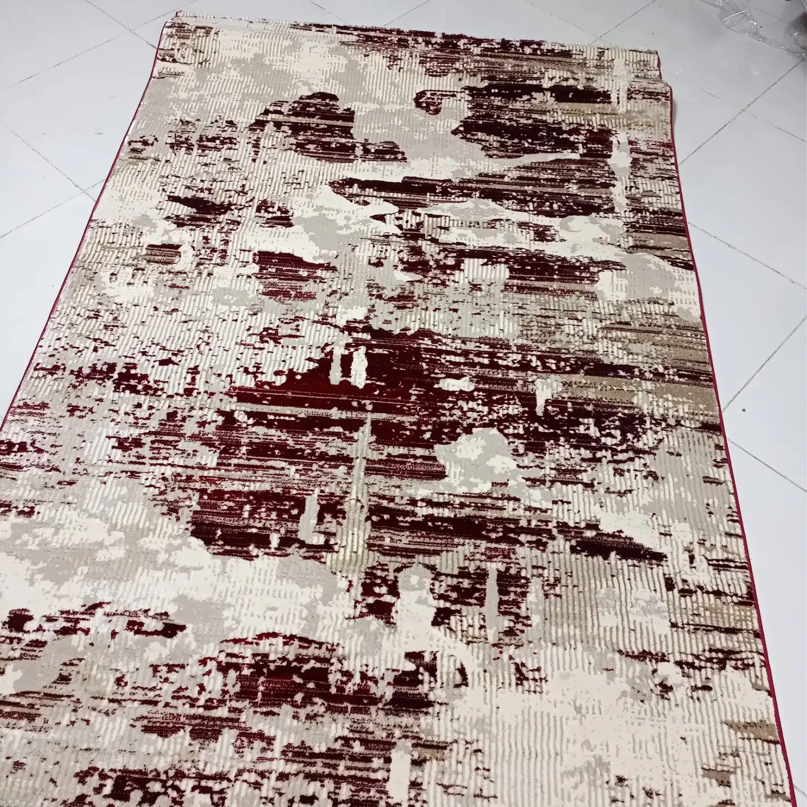 Distressed Abstract Burgundy & Cream Area Rug - Buy in Kenya