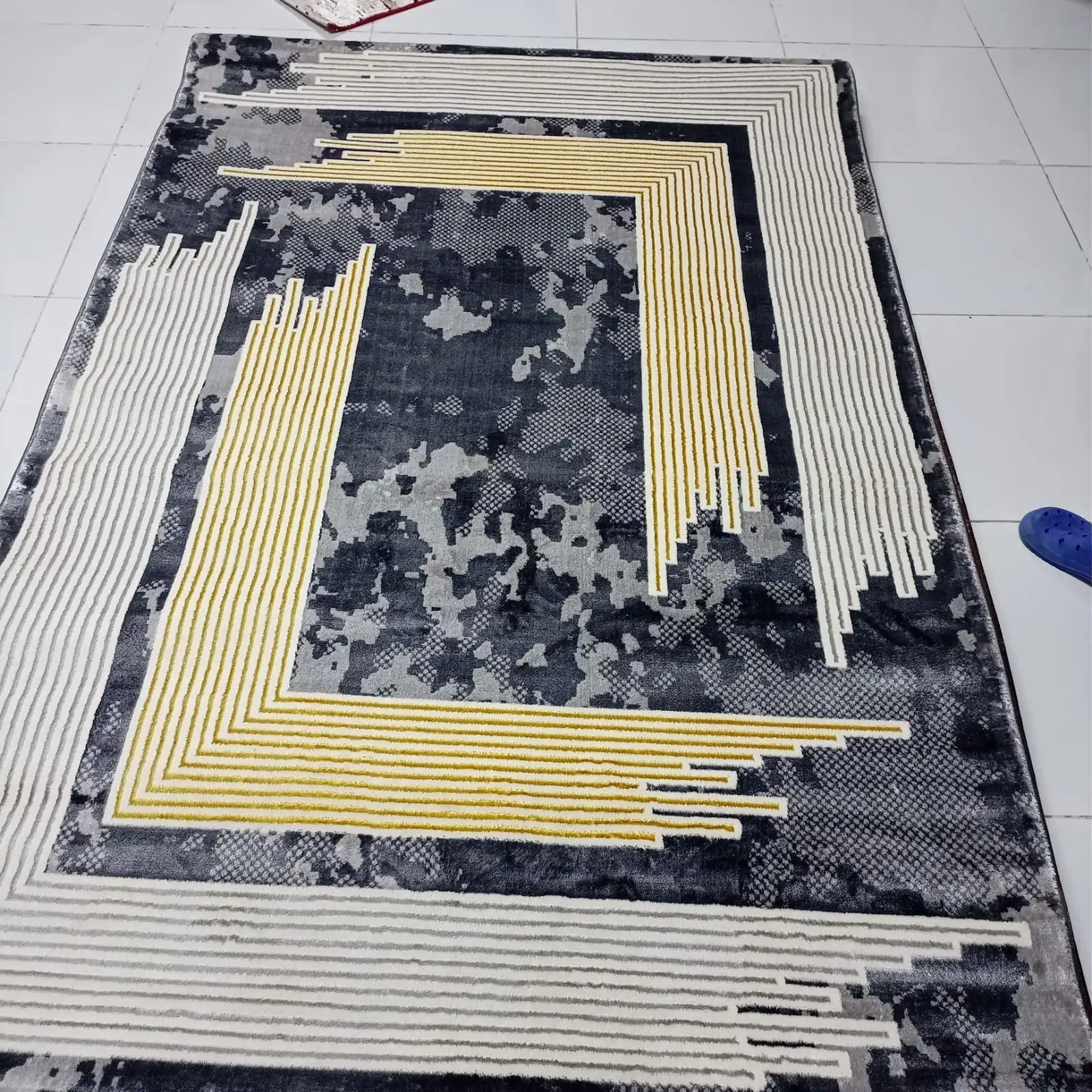 Framed Lines Charcoal & Yellow Area Rug - Buy in Kenya