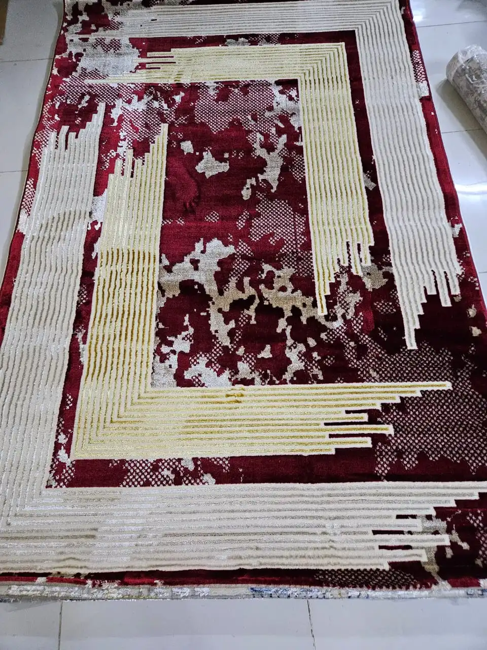 Framed Lines Burgundy & Gold Area Rug - Buy in Kenya