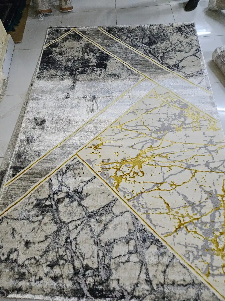 Marble Diagonal Grey & Gold Area Rug - Buy in Kenya