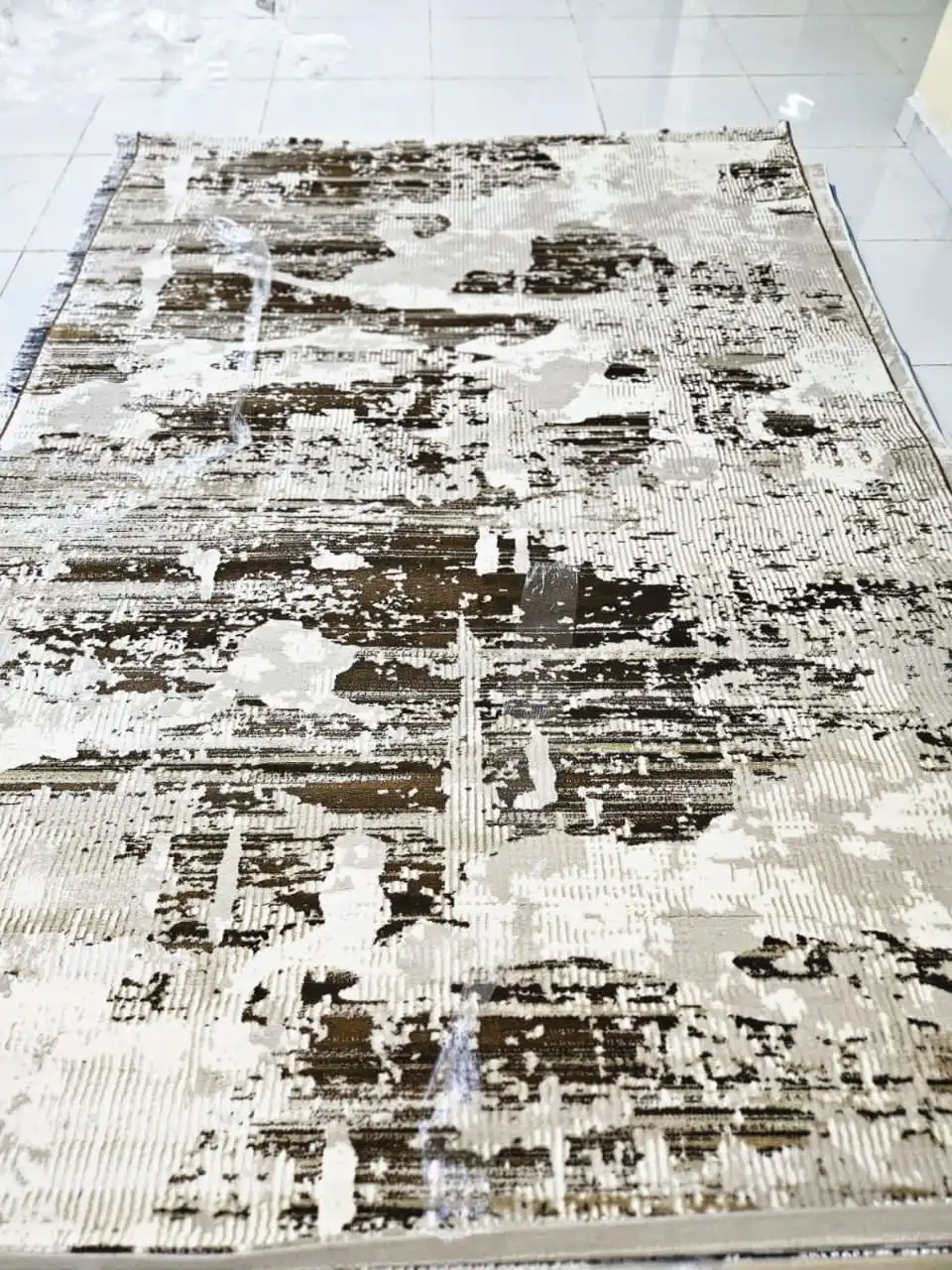 Distressed Abstract Brown & Cream Area Rug - Buy in Kenya